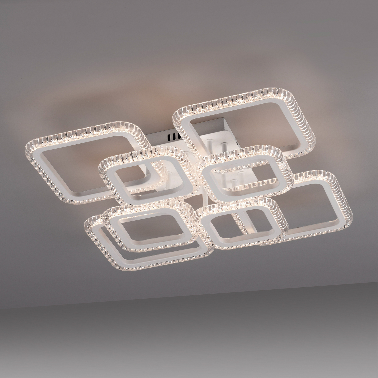 Crystallo LED ceiling light, angular, white, iron, 3,000 K