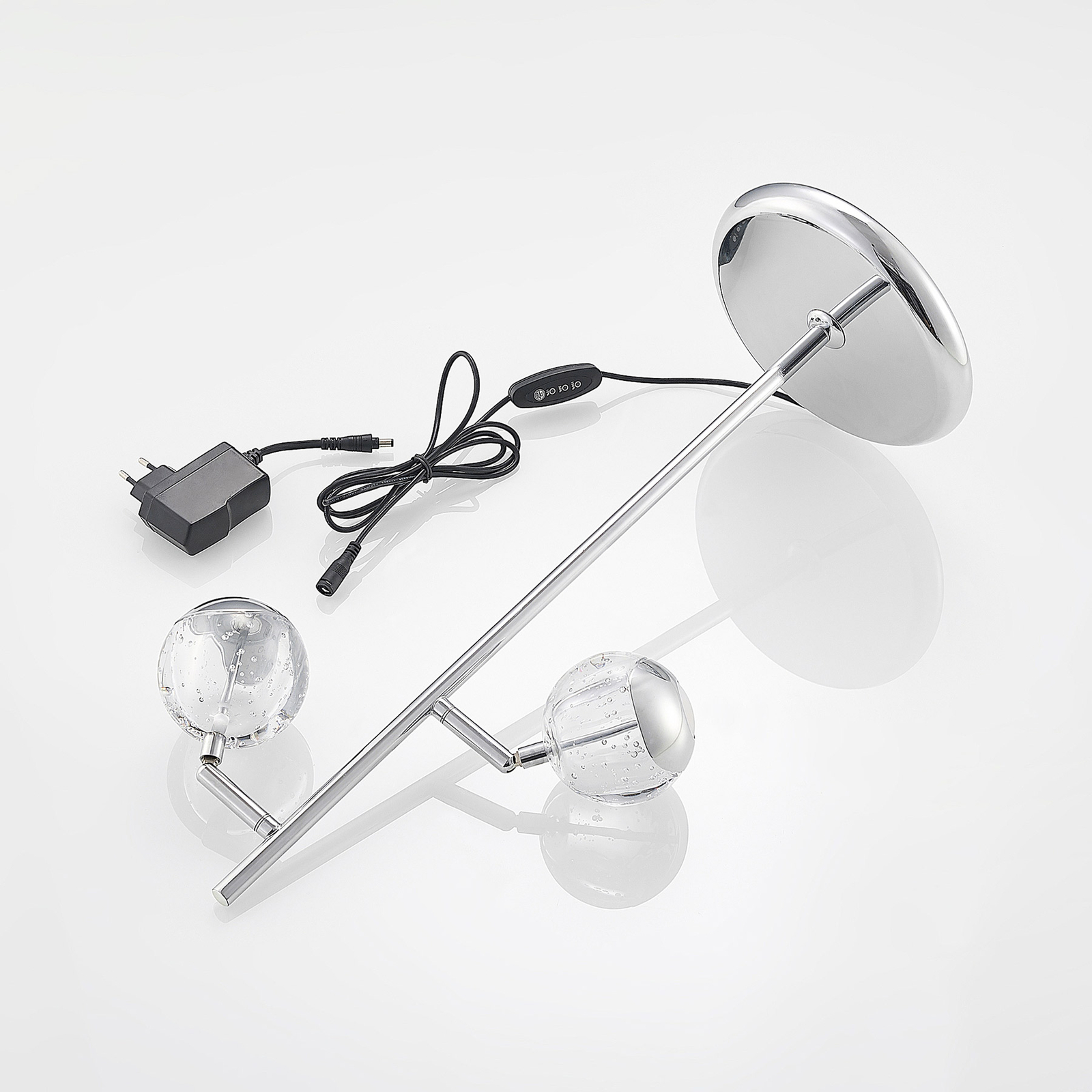 Lucande Kilio LED table lamp, dimmable, in chrome