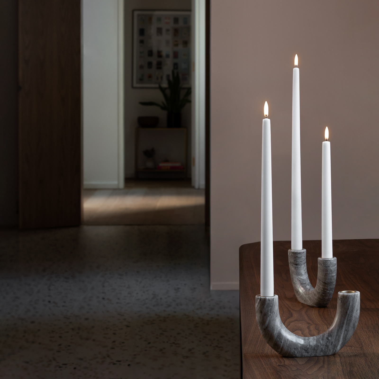 TAPER LED-kaars, set van 2, wit, hoogte 25 cm - Uyuni Lighting