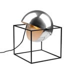 El Cubo table lamp, chrome globe lampshade