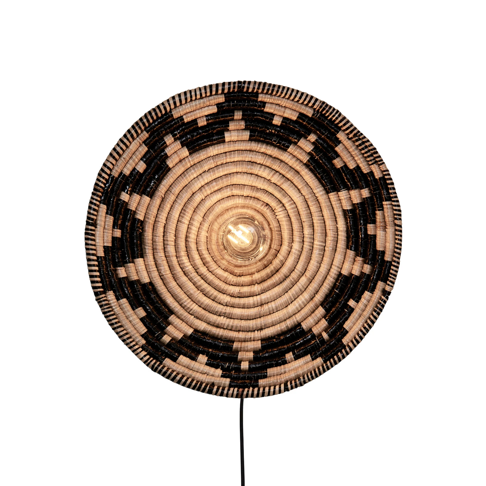 Aplique de pared ANDROS de GOOD & MOJO, negro/natural, con enchufe, Ø 45 cm