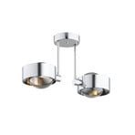 Deckenleuchte Mado, Stahl chromfarben, Glas rauch, 2-flammig