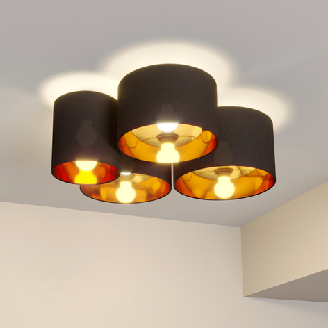 Lindby Laurenz taklampe, 4 lyskilder, grå-gull