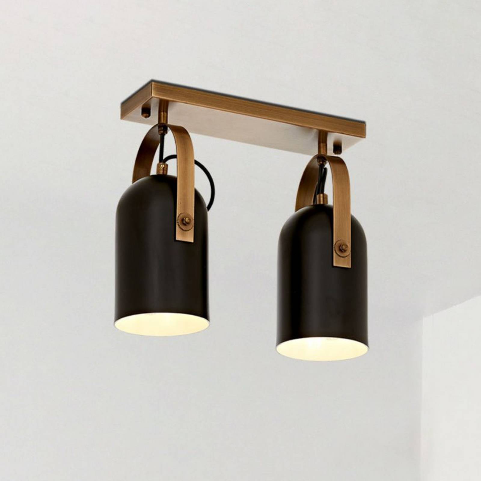 Lampa sufitowa Esra, czarna, długość 32 cm, metalowa, 2-punktowa