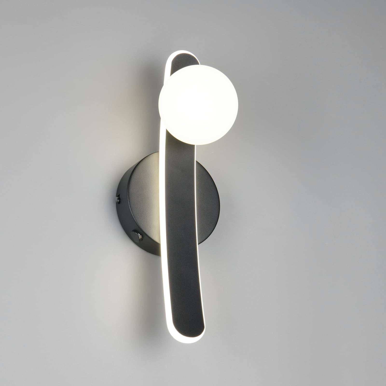 LED wandlamp Napoli, matzwart, hoogte 34 cm, metaal CCT