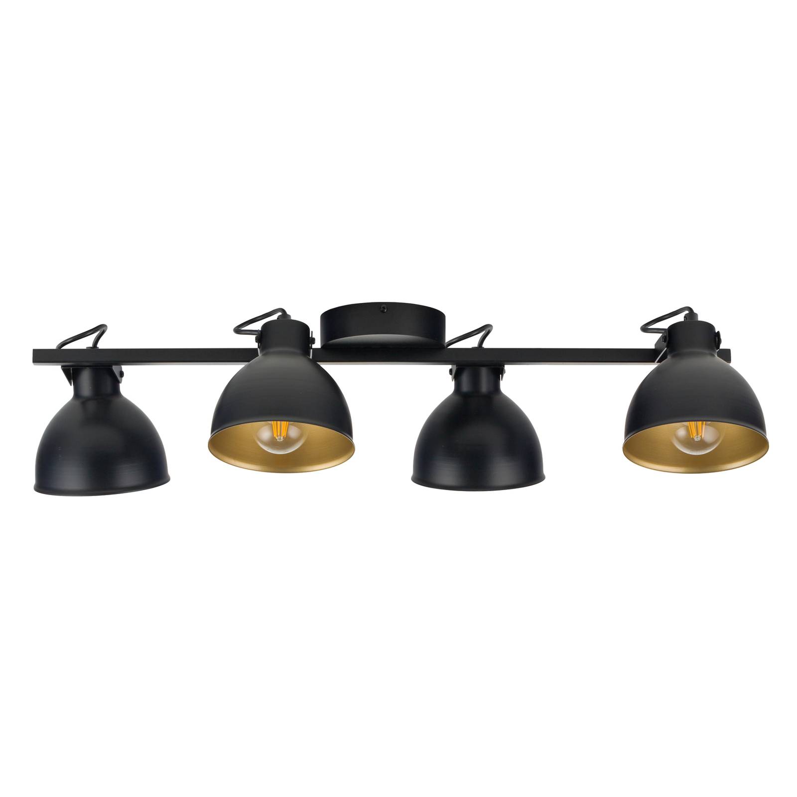 Plafondlamp Trial, 4-lamps, zwart/goud
