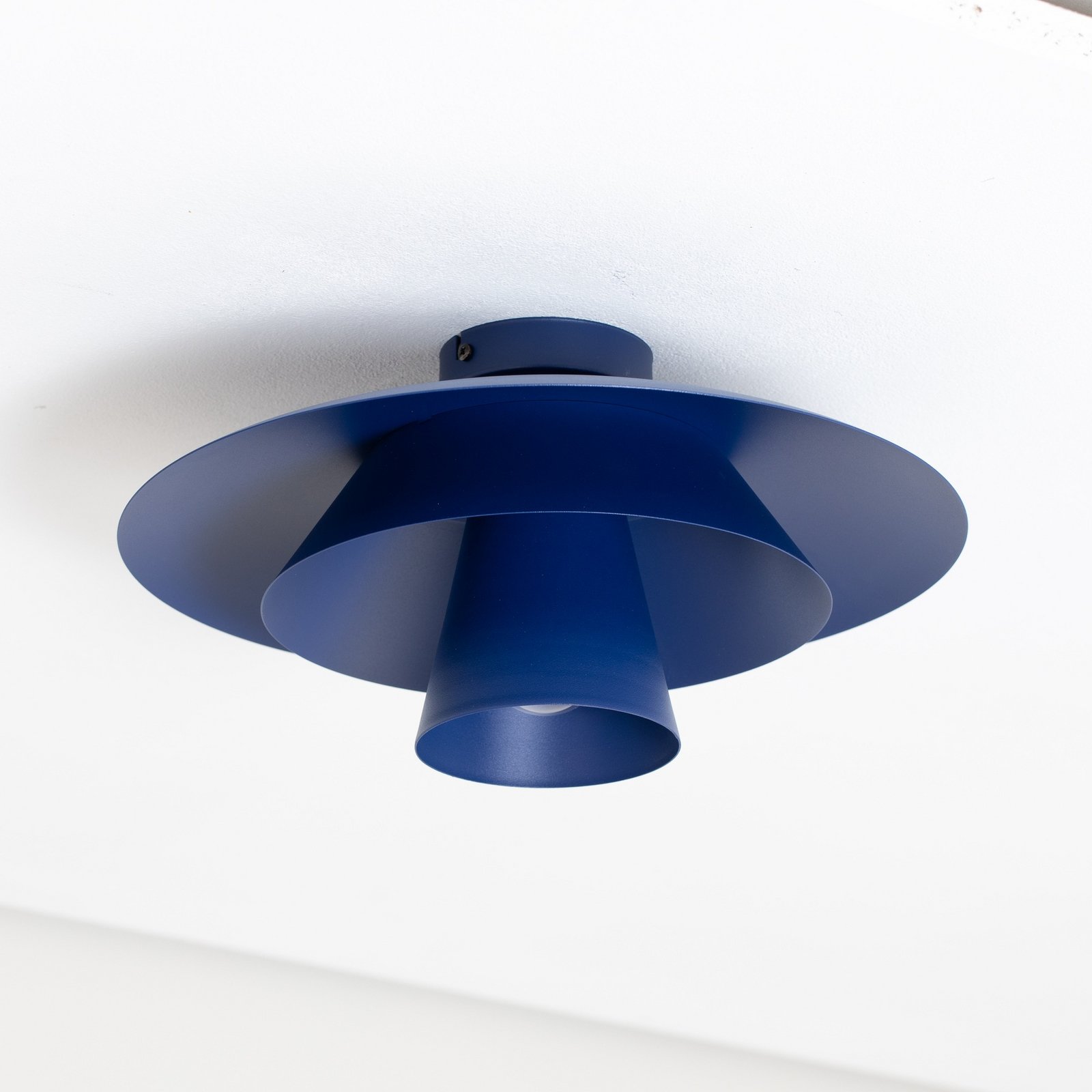 Plato ceiling light, dark blue, metal, Ø 38 cm, E27