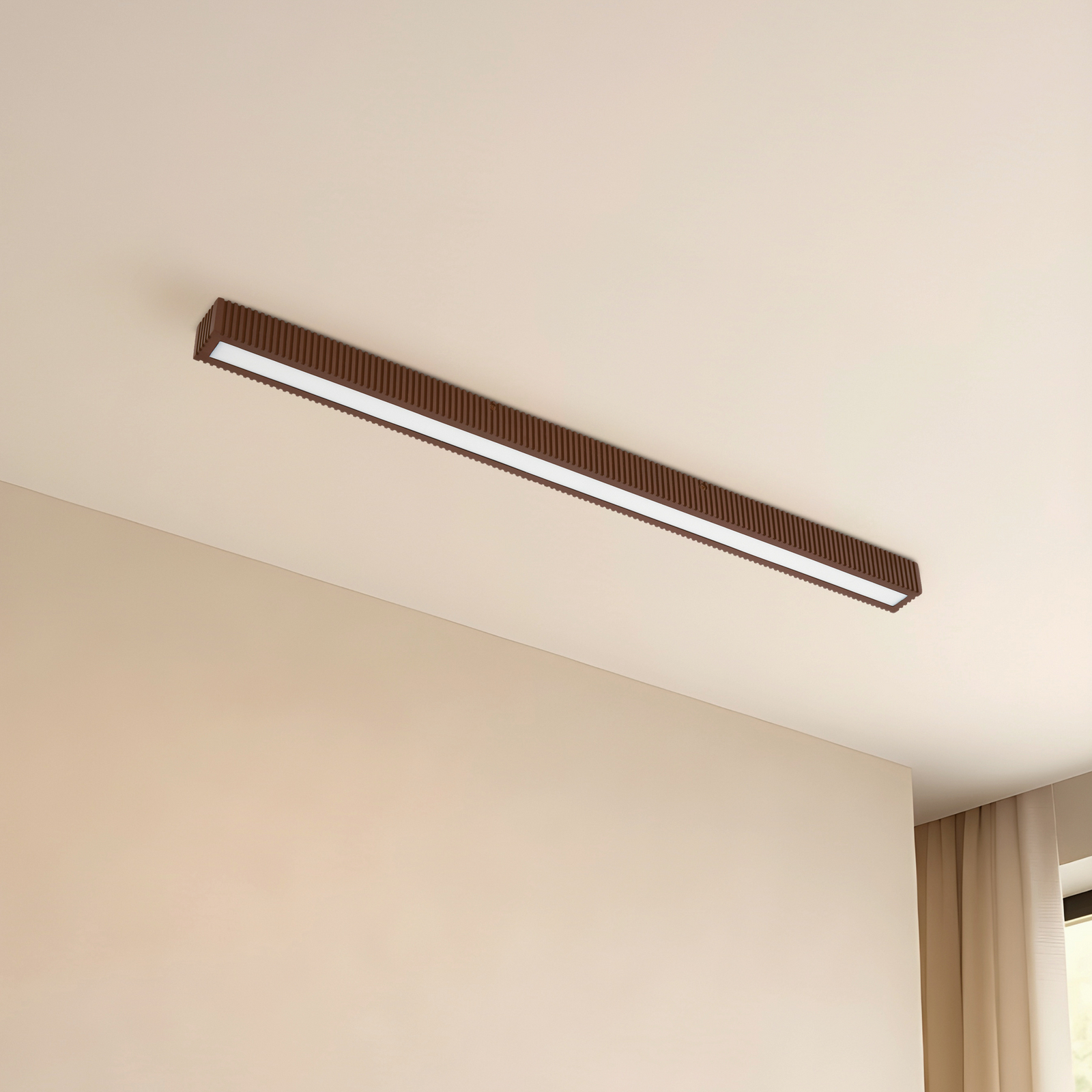 Lucande LED-Deckenleuchte Emara, holz dunkel, Eiche, dimmbar