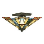 Inglenook loftlampe, farvet, glas, 36 x 36 cm – QUOIZEL