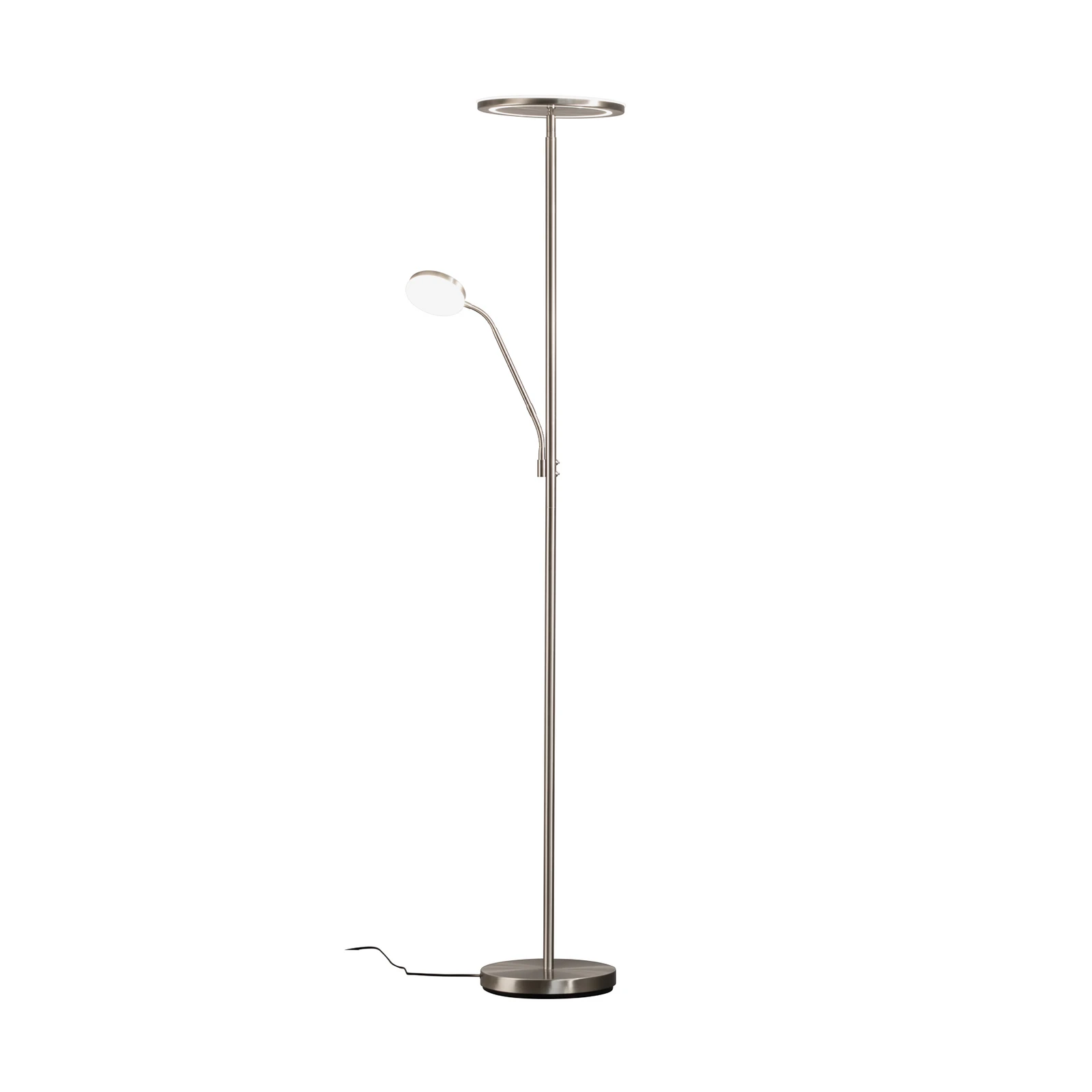 Lampe sur pied LED Sorento nickel hauteur 182 cm à 2 lampes CCT Touchdim