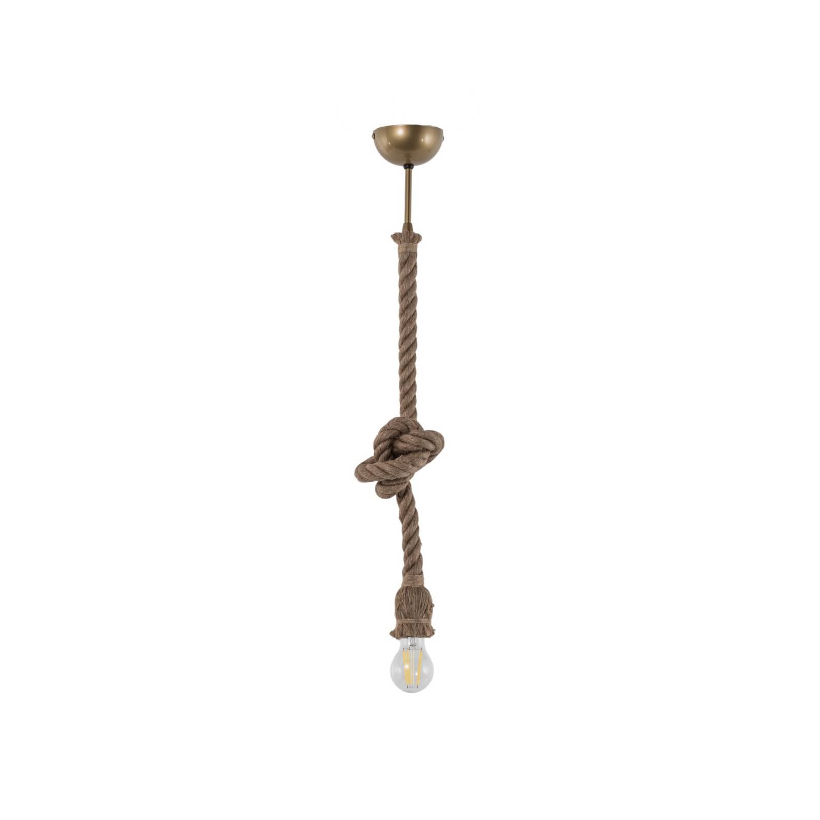 Hängelampe AYD, beige, Seil, Höhe 70 cm, E27, handgefertigt