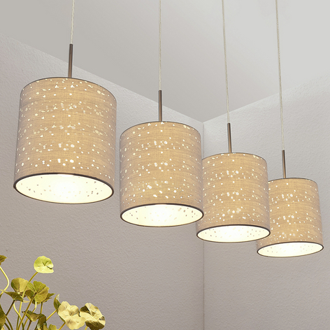 Pendelleuchte Umma, Lochdesign, 4-fl., grau