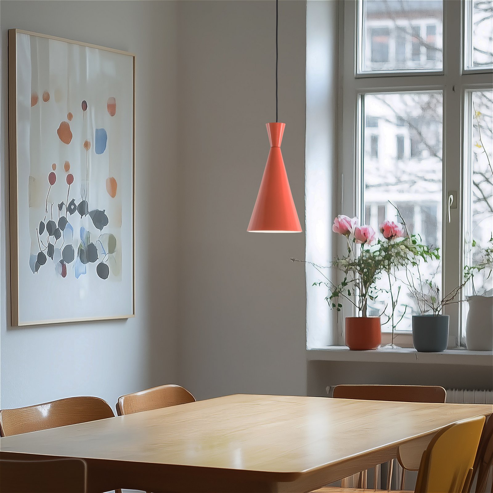 Závesné svietidlo Tom, oranžové, kov, Ø 19 cm, E27