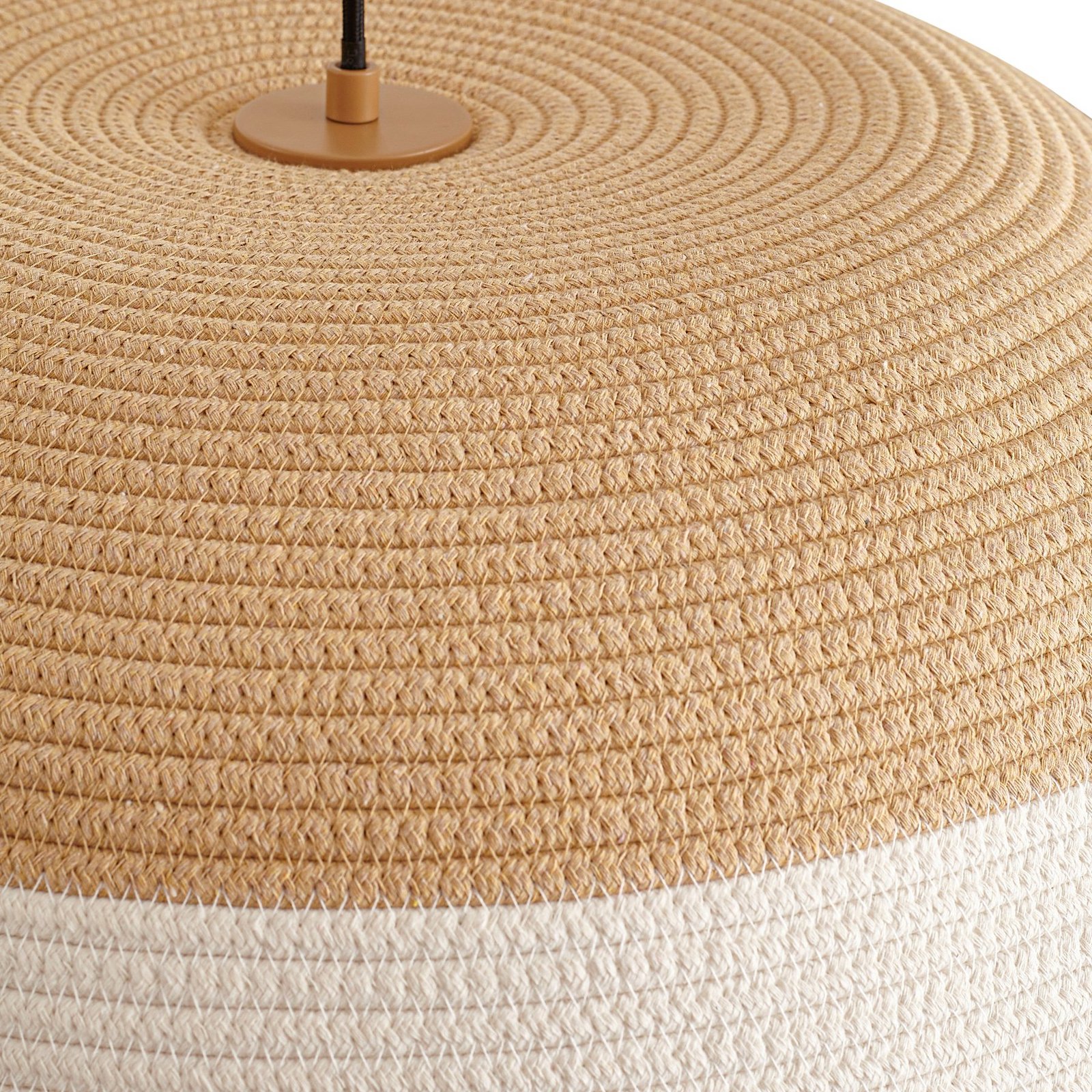 Lindby Hängeleuchte Caliva, Ø 60 cm, beige/weiß, Hanfseil