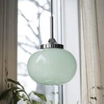 Elsy függő világítás, világoszöld/króm, Ø 18 cm, üveg, dugasz