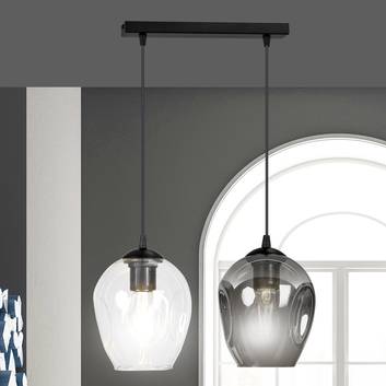 Hanglamp Starla 2-lamps, glas grafiet/helder