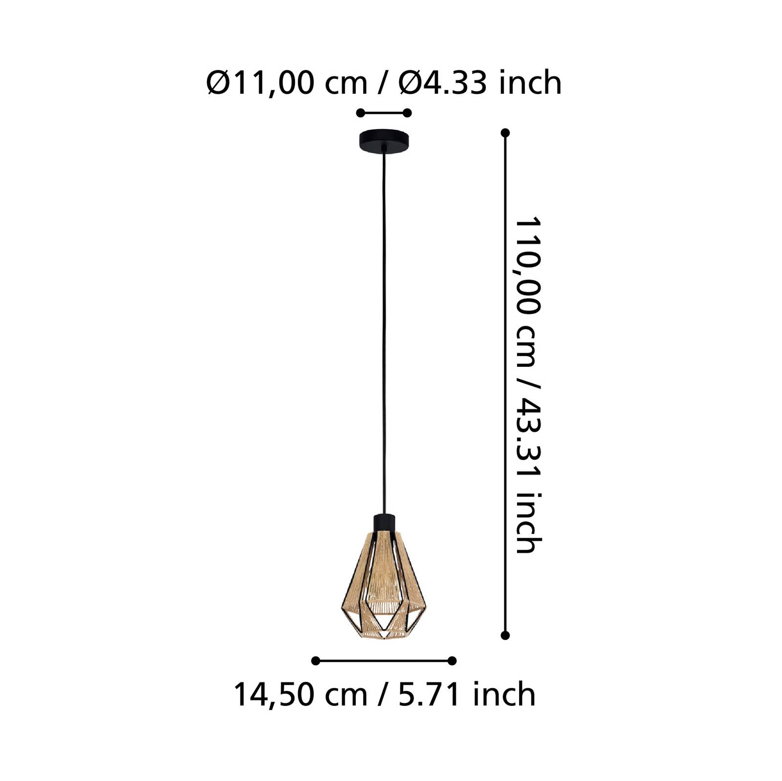 Lampa wisząca Adwickle, klosz z naturalnej przędzy
