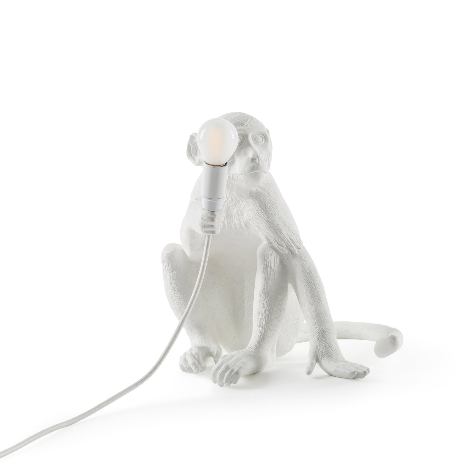 SELETTI Monkey Lamp LED-Dekolampe, weiß, sitzend