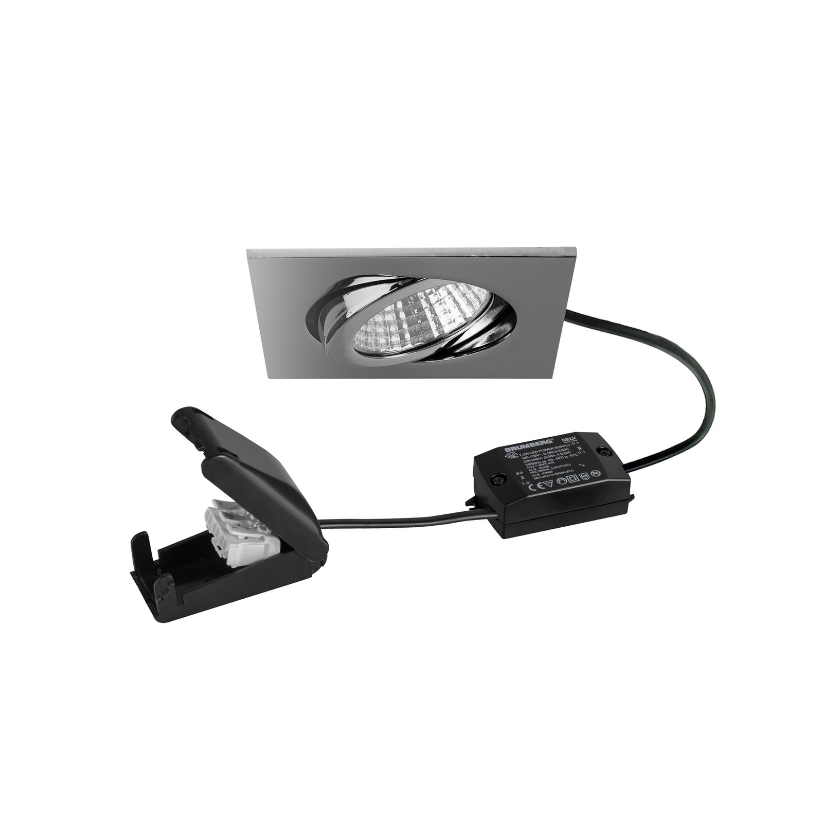 BRUMBERG BB05 LED recessed spotlight on/off connection box chrome