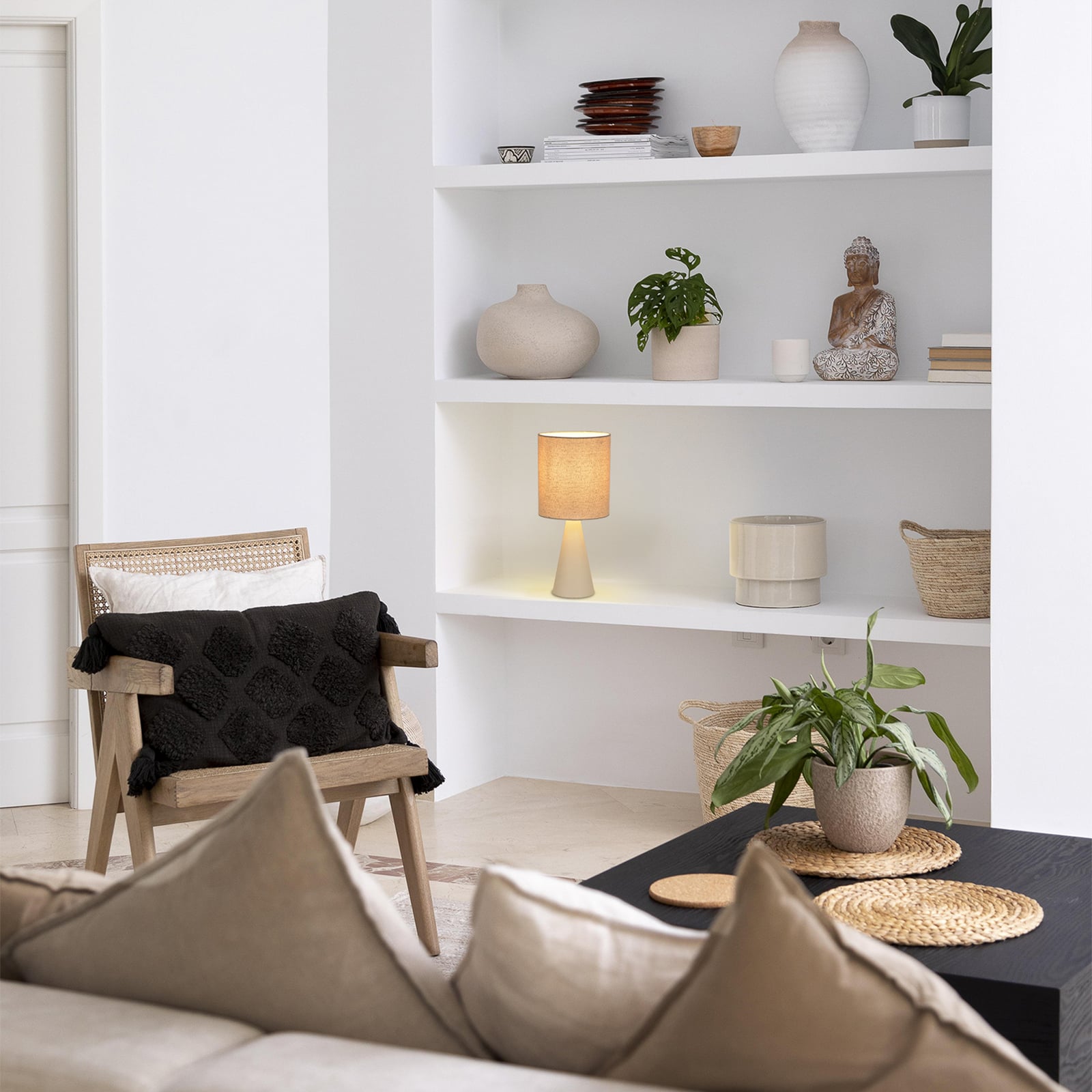 Lampada da tavolo Sally avorio opaco/beige, altezza 33 cm - COREP SAS