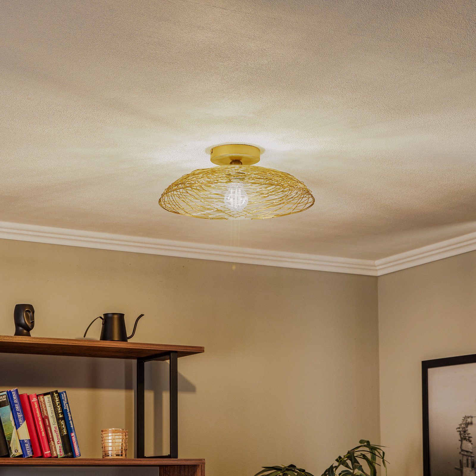 Lindby Thorian ceiling light, Ø 40 cm, gold-coloured, iron