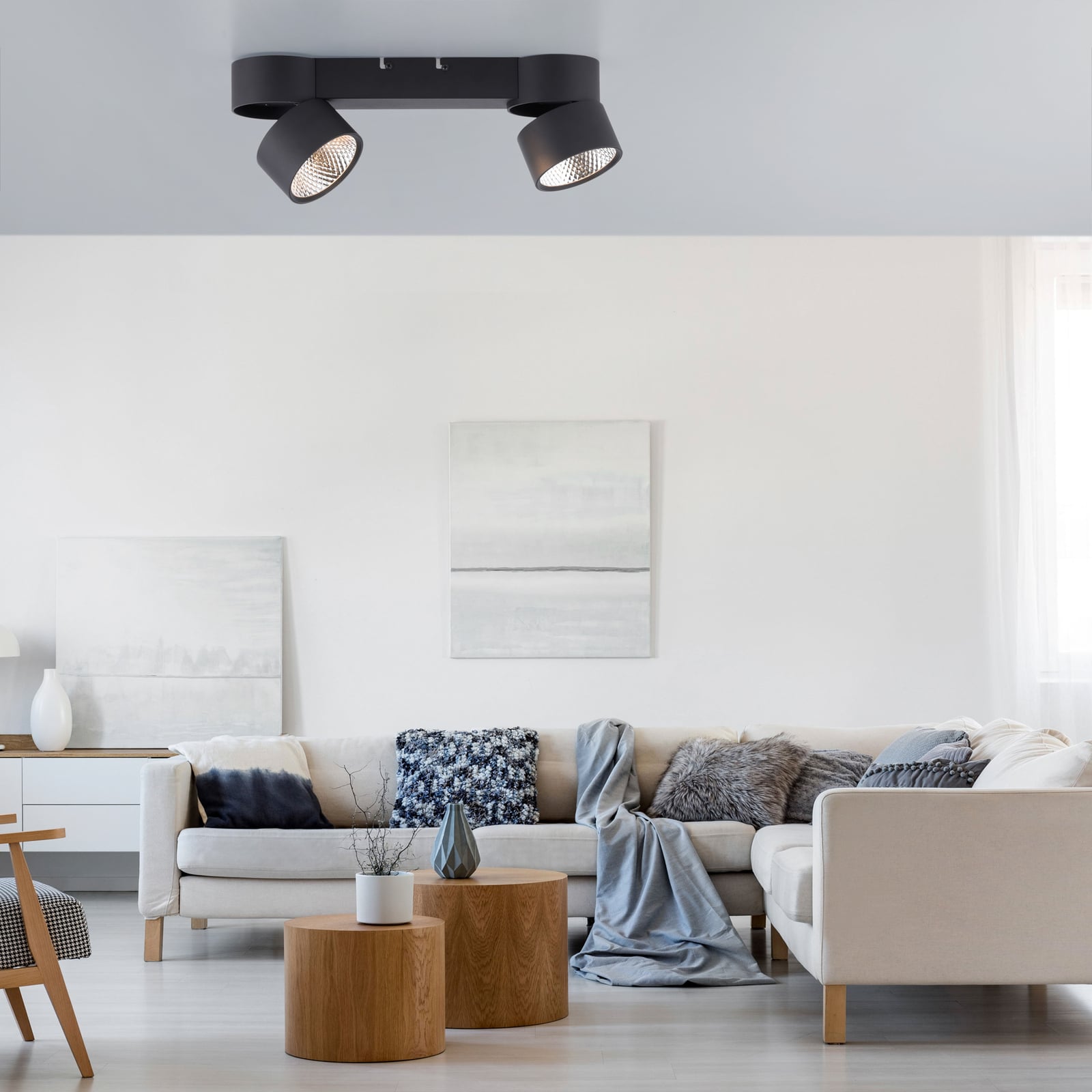 Nola LED-loftlampe, 2 lyskilder, sort – PURE Nola LED-loftlampe, 2 lyskilder, sort – PURE