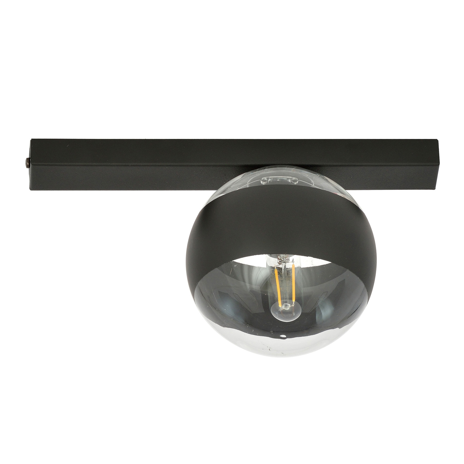 Linear ceiling light, black/clear, 1-bulb