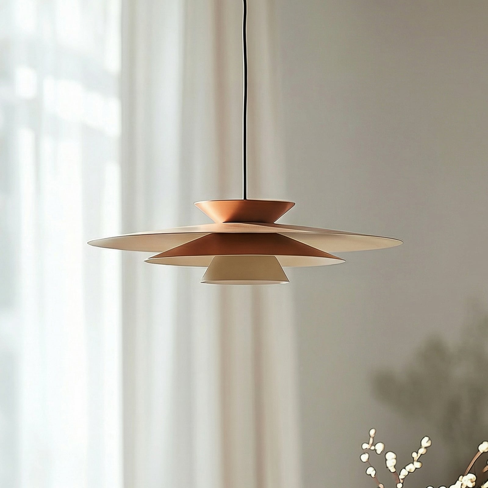 Lucande LED visilica Livie, bež, aluminij, Ø 50 cm