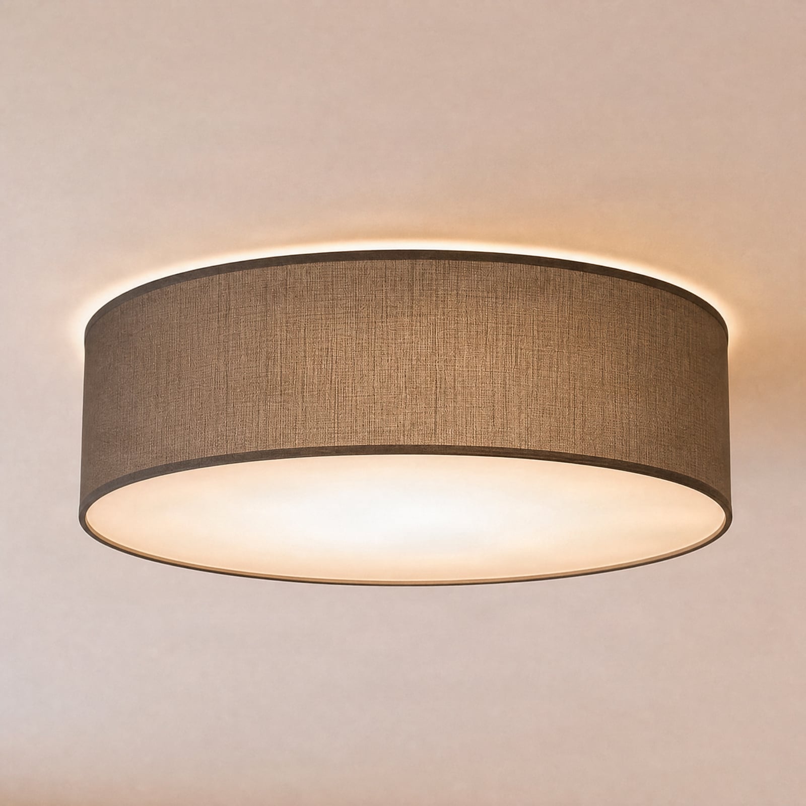 Marshall ceiling lamp, grey, Ø 50 cm, metal/rattan