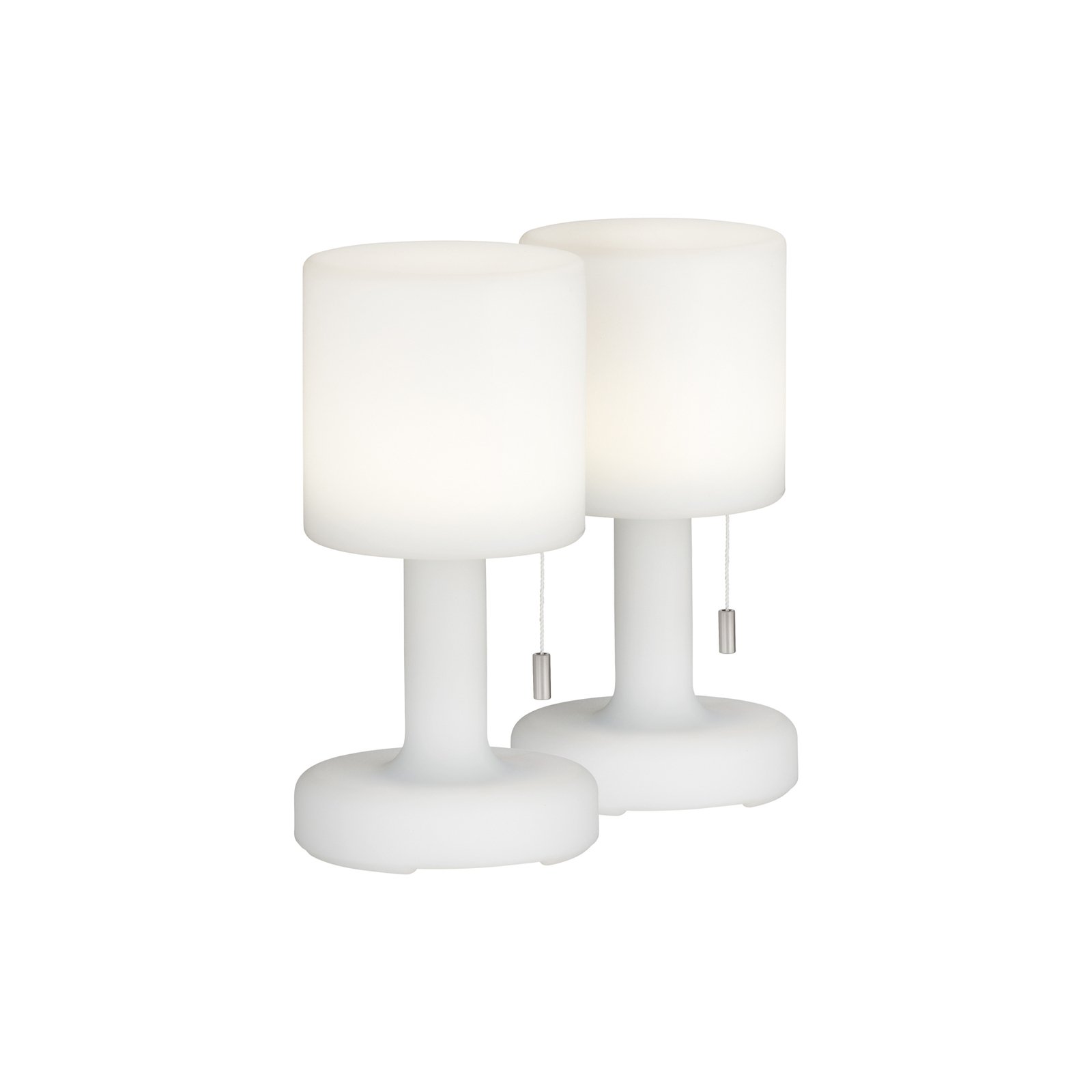 Candeeiro de mesa recarregável LED Termoli branco cilíndrico 2pcs
