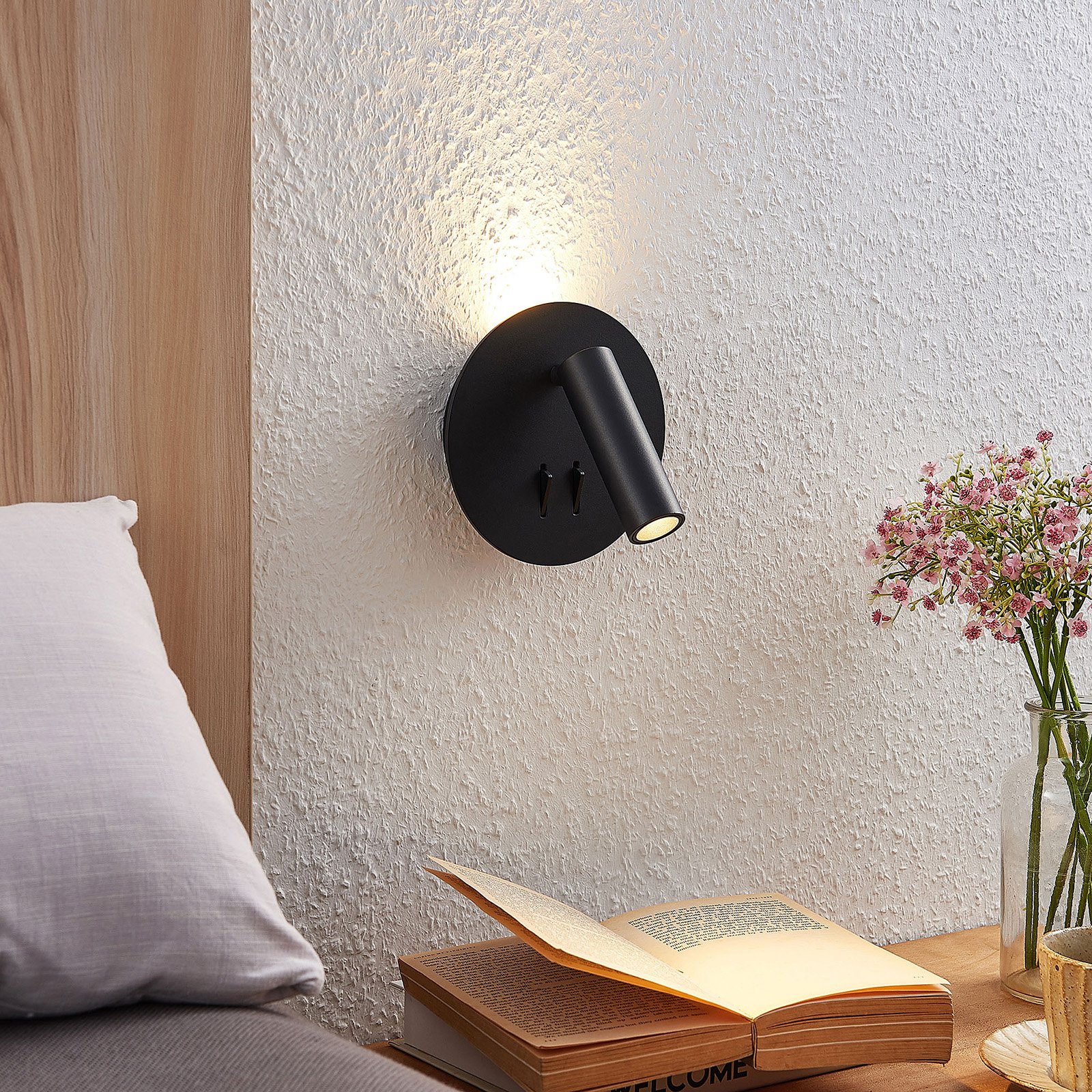 Magya LED 2 RoundCandeeiro de Parede Black - Lucande