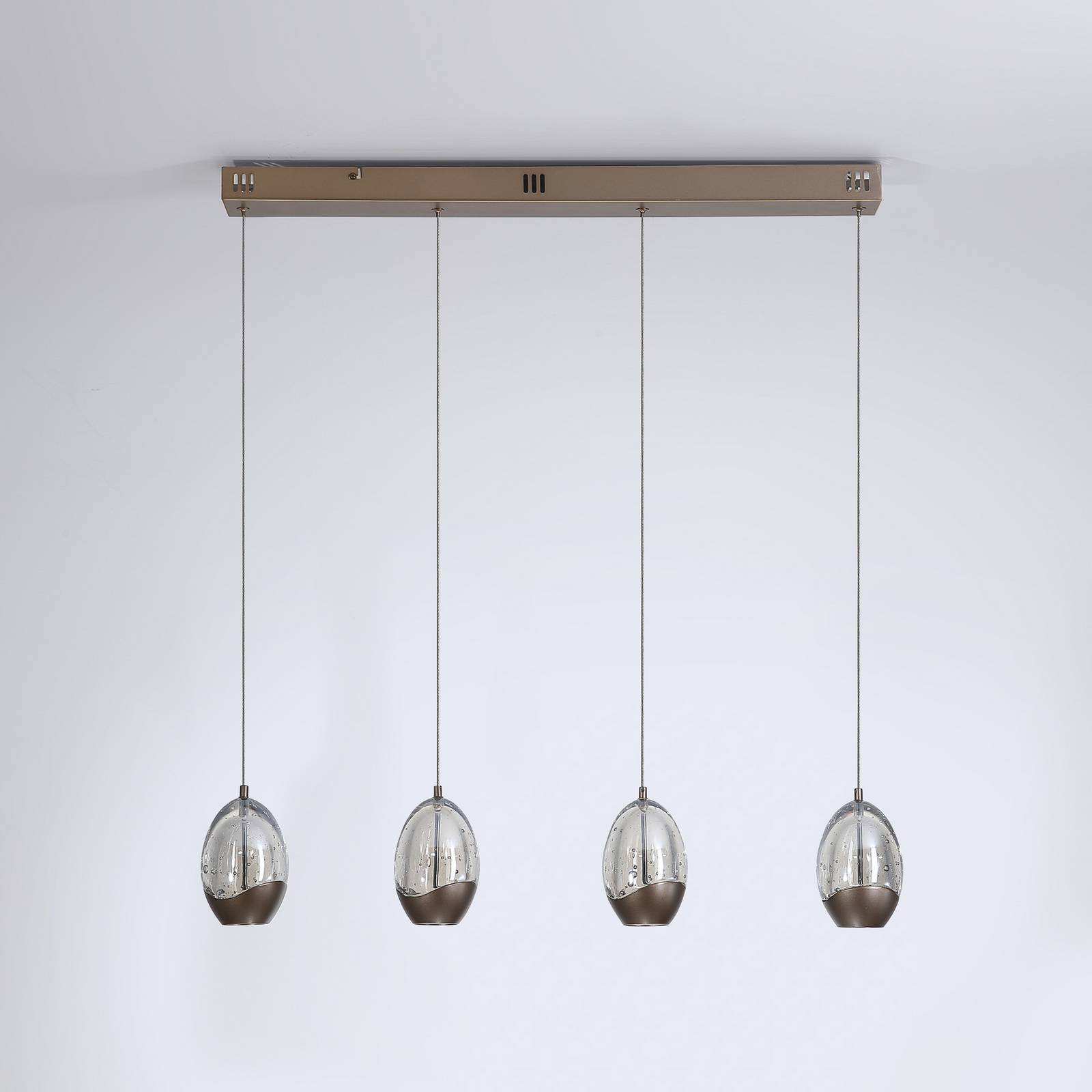 LED-Pendellampe Seeds, cremefarben, Länge 75 cm, Glas 4-flg. günstig online kaufen