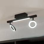 LED-Deckenspot Cardillio 2 schwarz mit zwei Ringen