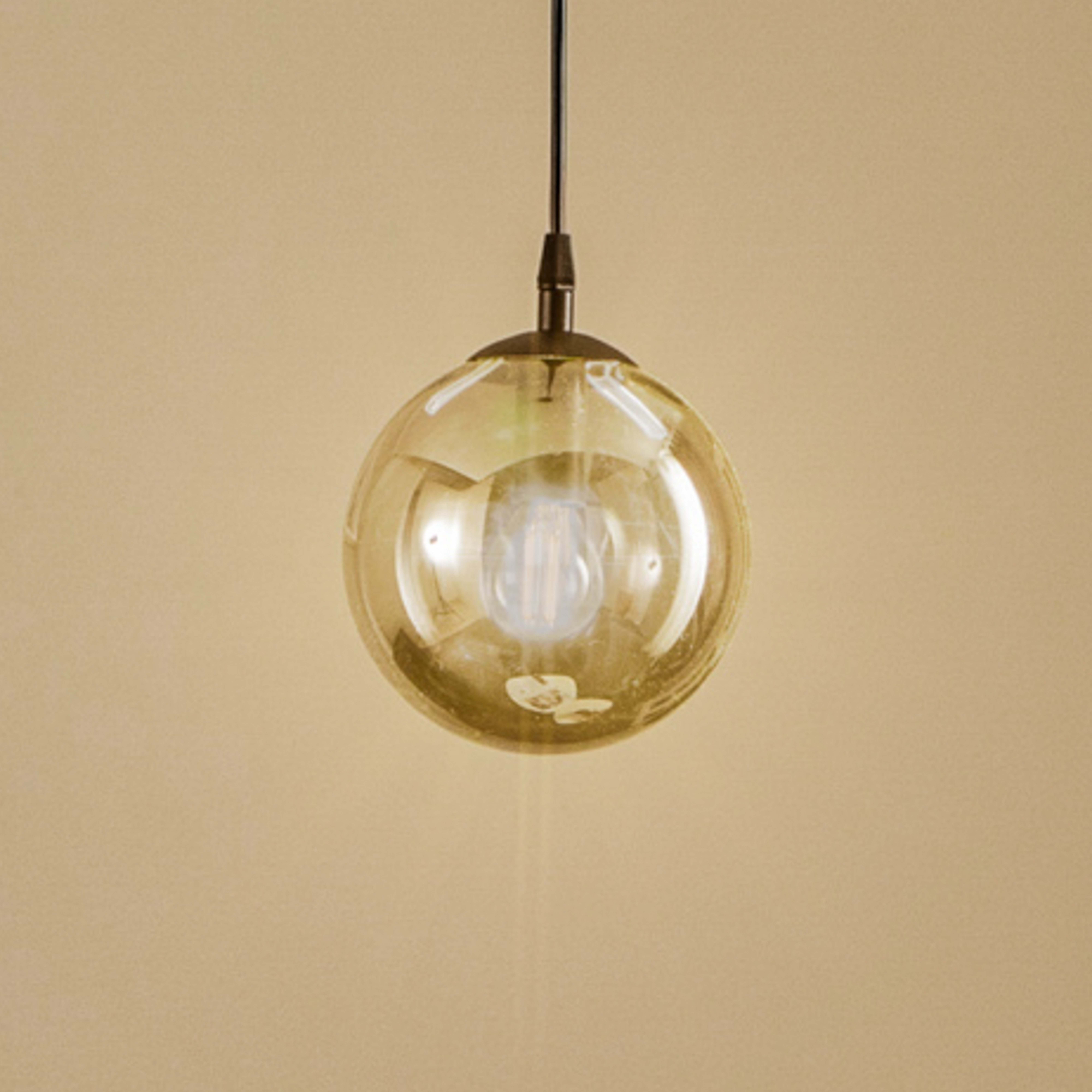 Pendellampe Glassy, svart, grafitt, glass, Ø 14 cm, E14