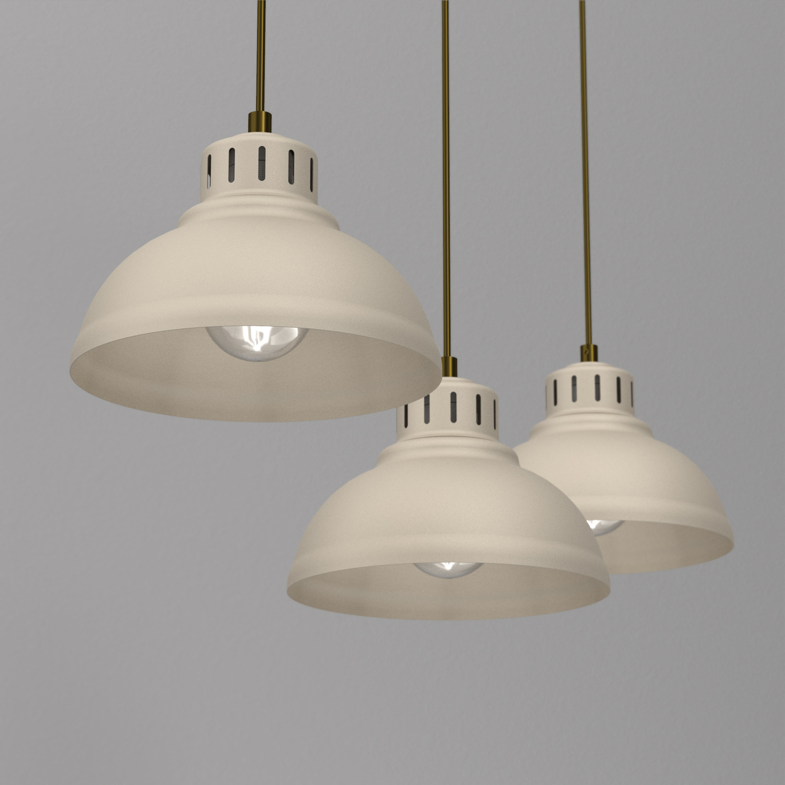 Hanglamp Sven, 3-lamps, beige, staal