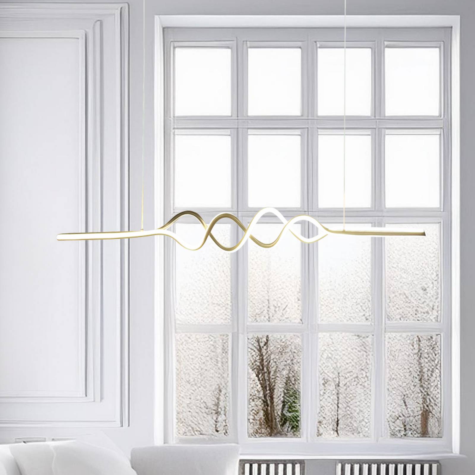 Żyrandol LED Ancona, metal, złoty/czarny, 4000 K