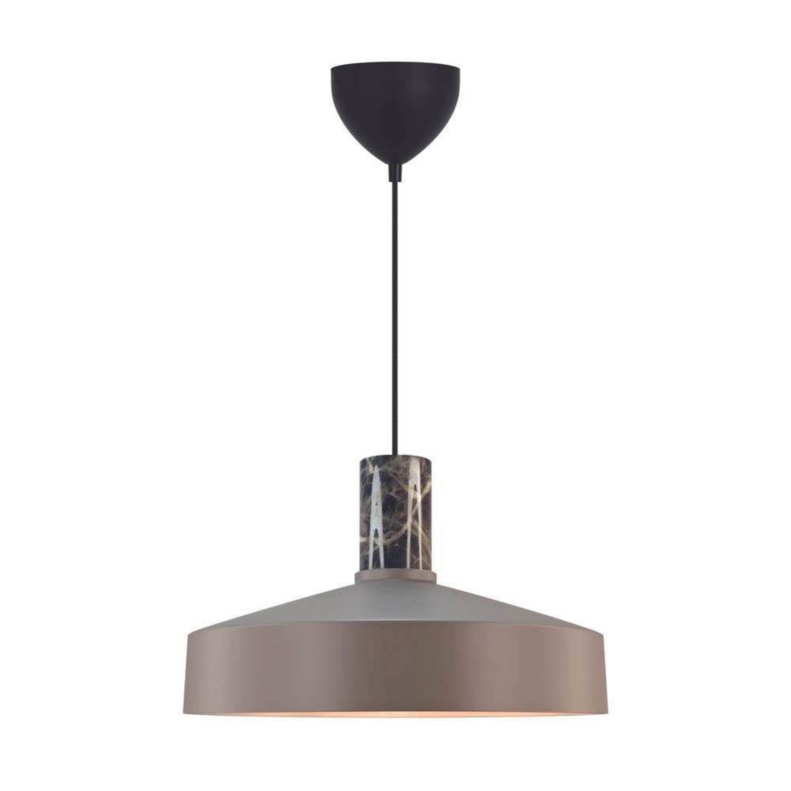 Pendellampe Elvas, hellbraun, Ø 37 cm, Metall/Marmor