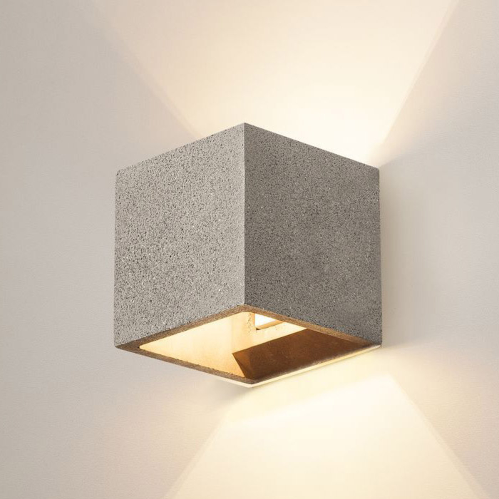 SLV Solid Cube concrete wall light, sandstone look