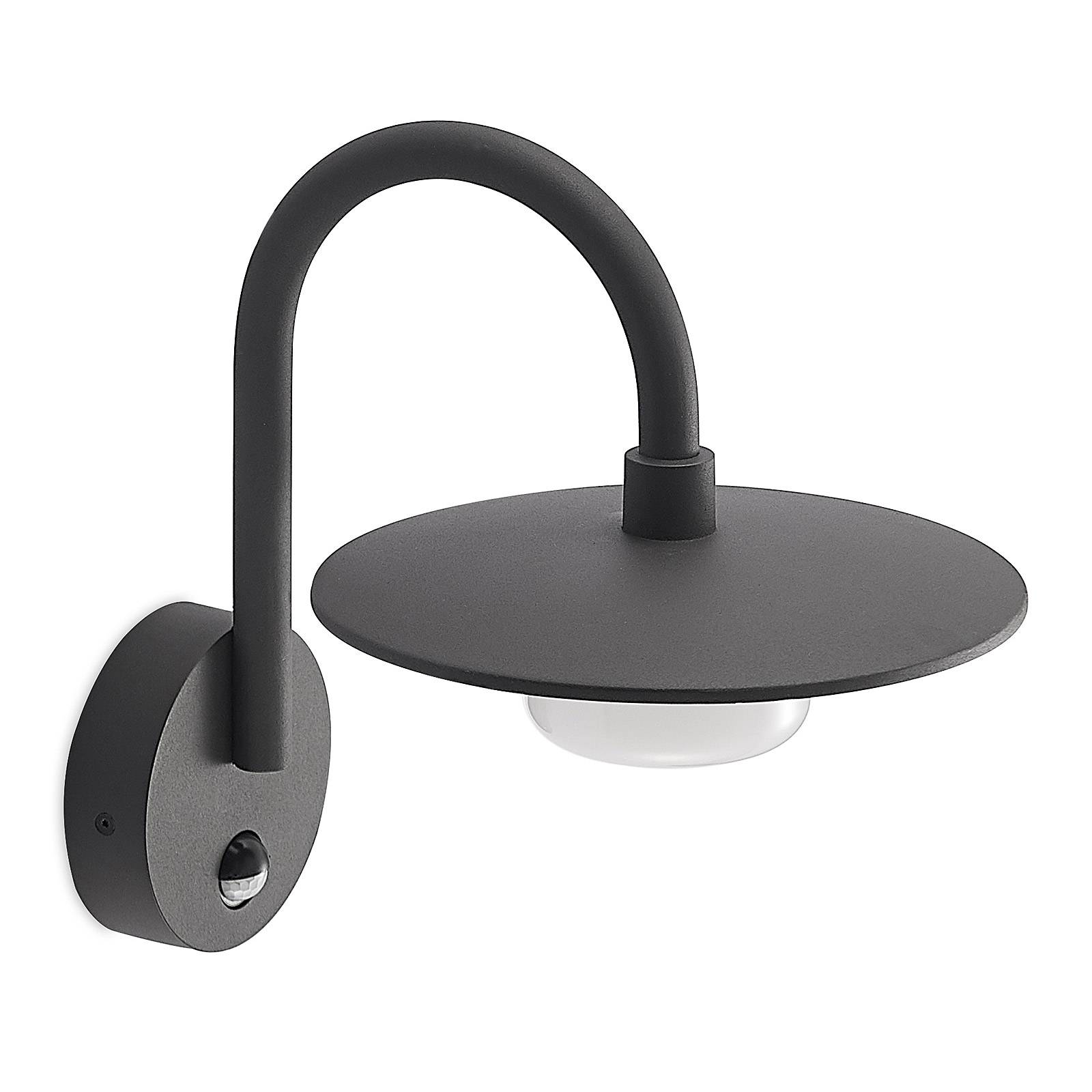 Lucande Zamalino outdoor wall light with a sensor, aluminium, plastic, GX53, 11 W, W: 24 cm, H: 30.9 cm