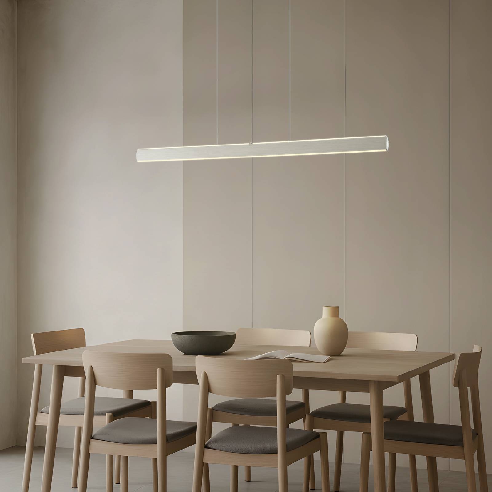 Lucande LED-Hängelampe Arvon, alufarben, 117cm, dimmbar, CCT günstig online kaufen