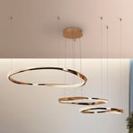 LED-Hängelampe Orbitas, Länge 185 cm, goldfarben, Metall