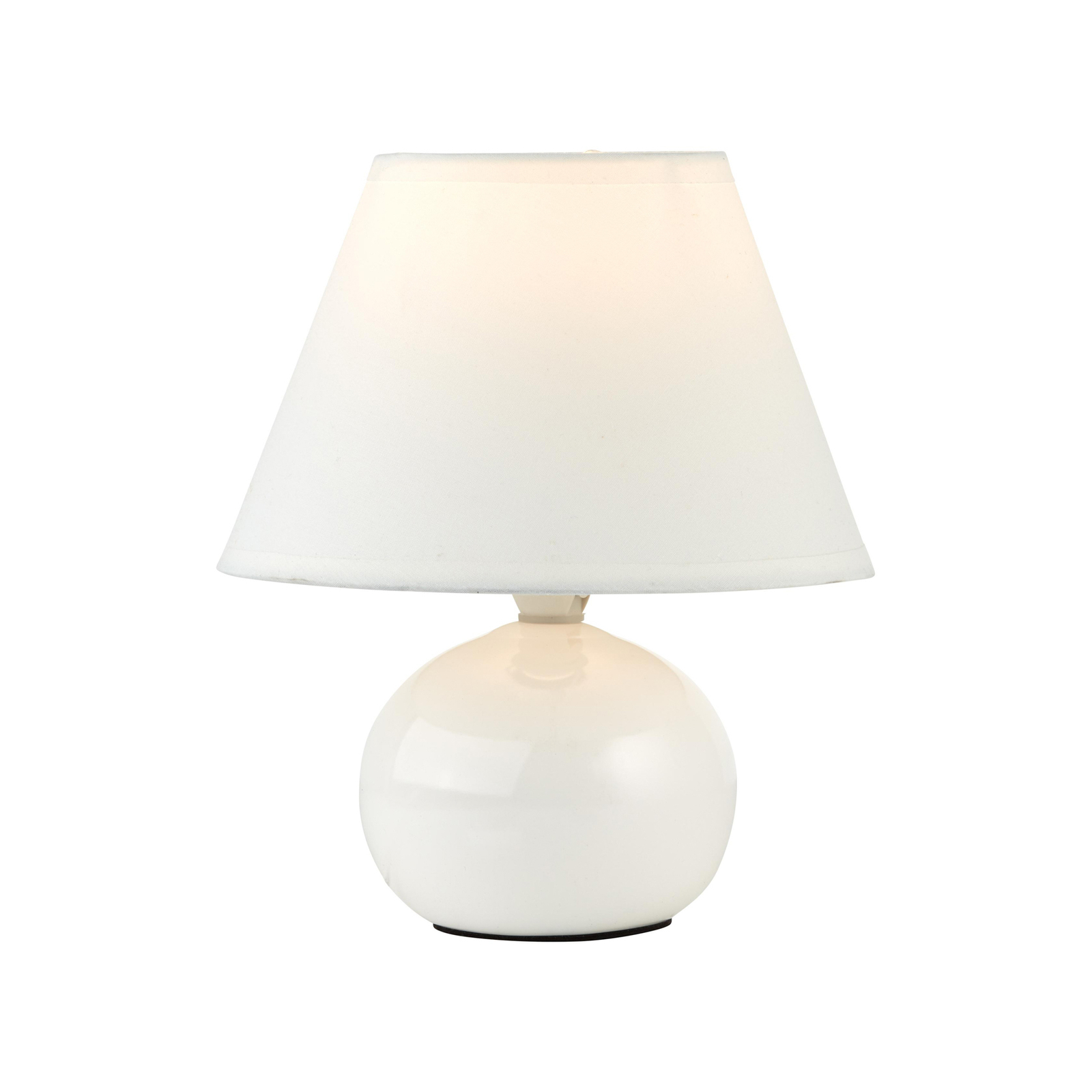Lampe de table Primo, blanc, Ø 19 cm, textile/céramique