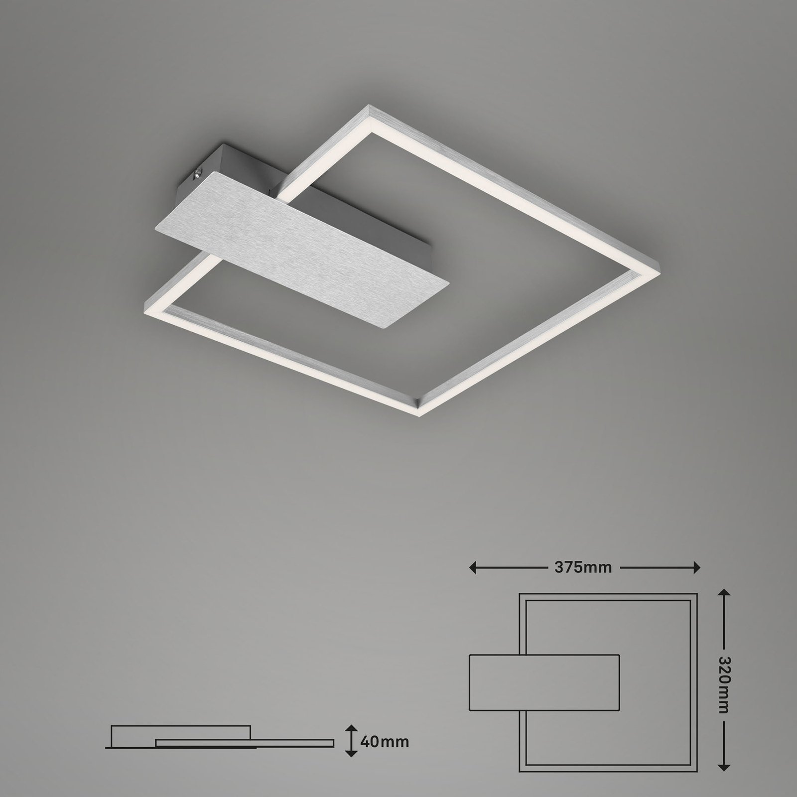 LED plafondlamp Nico, 3.000K, hoekig, chroom