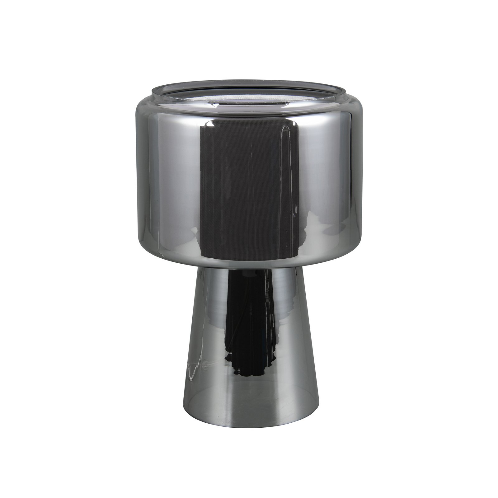 Lampada da tavolo Rocka, cromata, altezza 29 cm, vetro/tessuto Lampada da tavolo Rocka, cromata, altezza 29 cm, vetro/tessuto