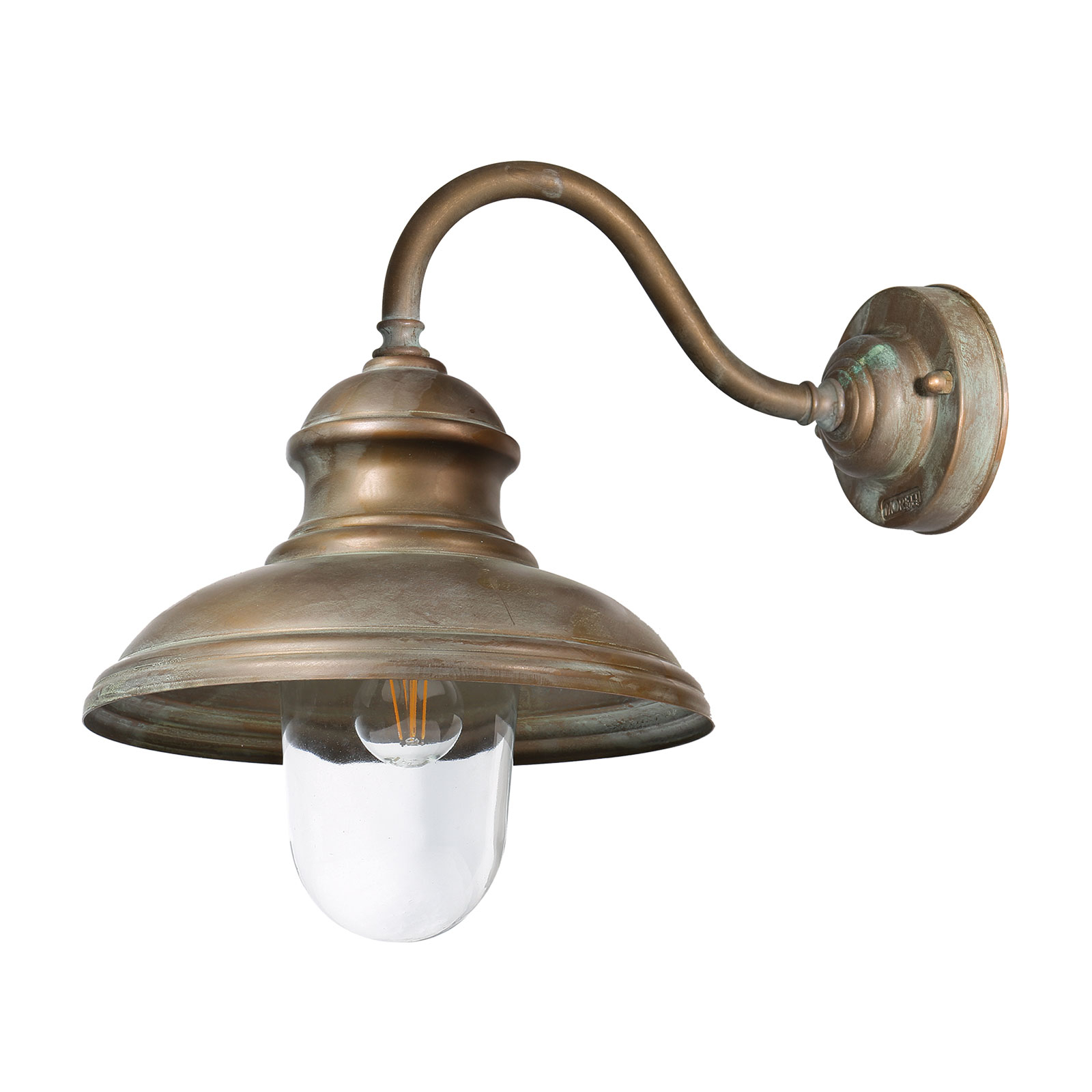 Vanjska zidna lampa Little Mill 3351 starinski mesing/prozirno