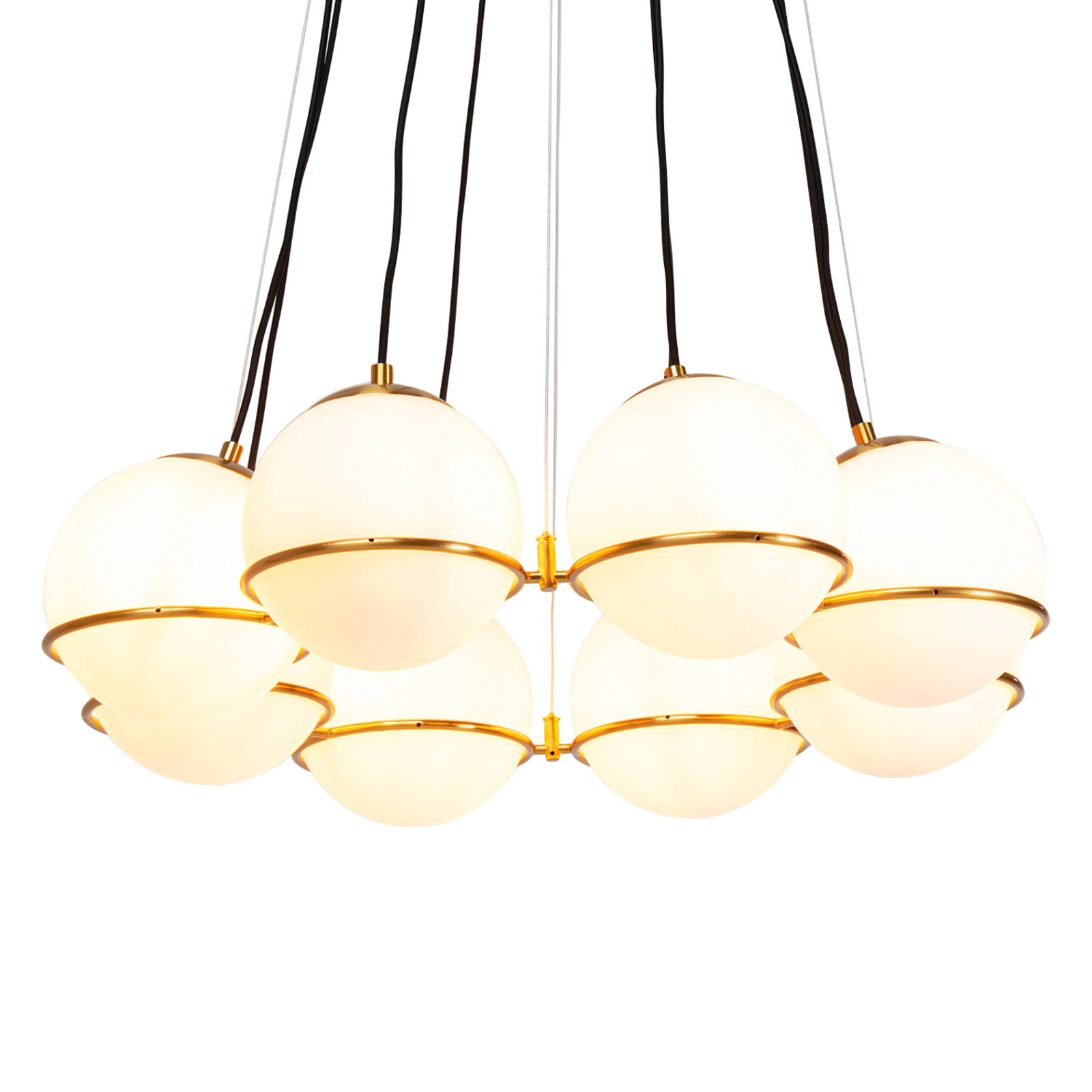 Závesná lampa KARE Globes v zlatej a bielej farbe
