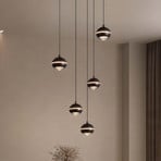 LED-Hängelampe Meteor 5-fl. rund CCT, nickel schwarz, Metall