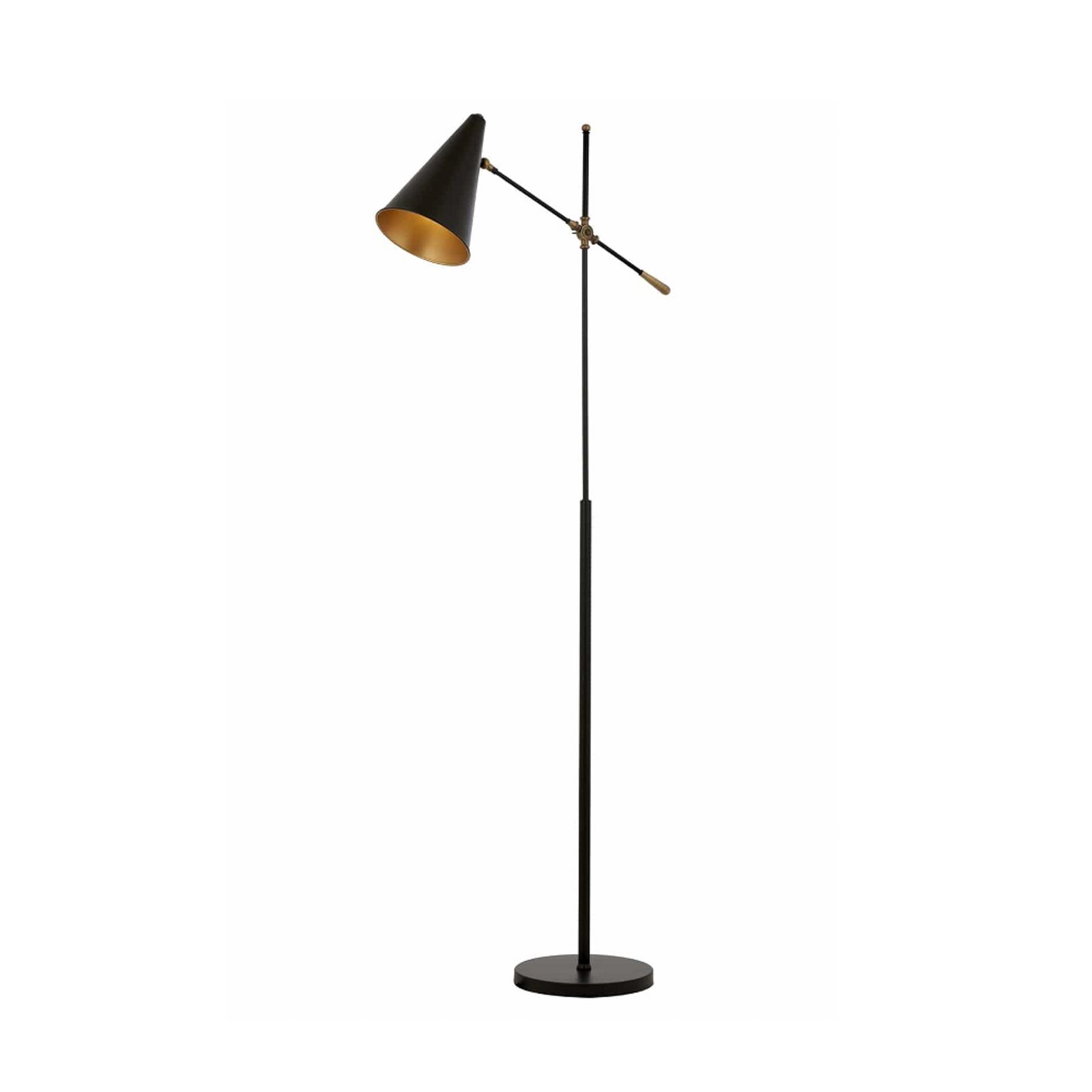 Lámpara de pie Nelu, negra, altura 185 cm, metal, regulable