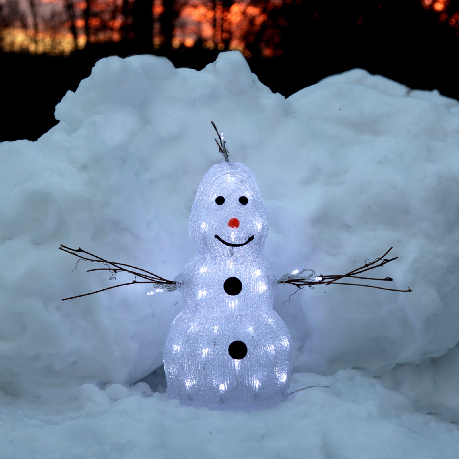 Liten LED-figur Snögubbe i kristall för utomhusbruk