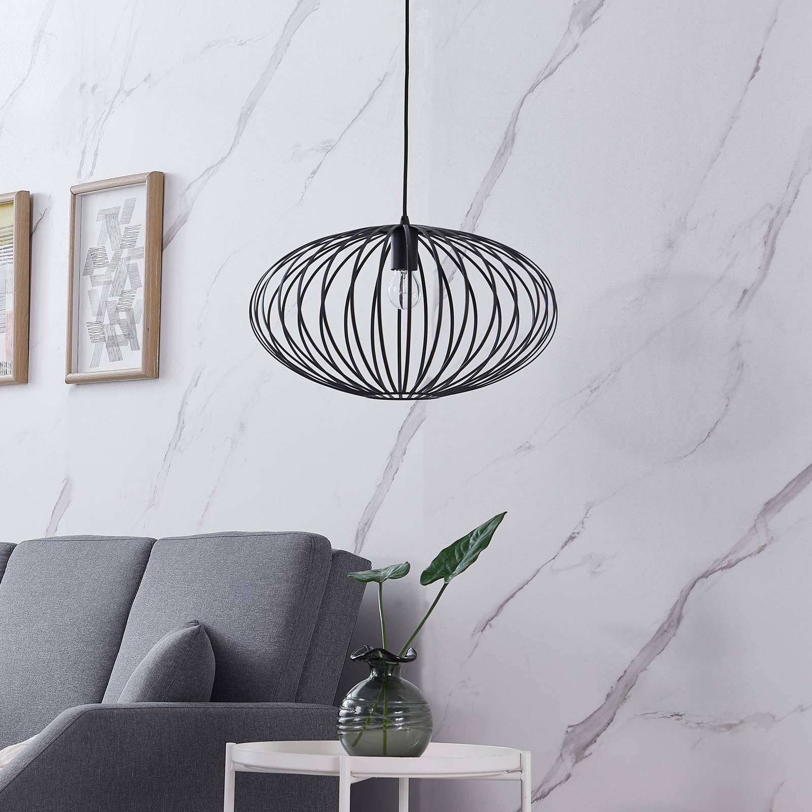 Image of Lindby Maivi lampada sospensione gabbia nero 50cm